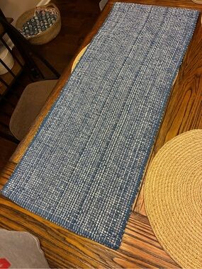 Blue/White Woven Table Runner - Unbranded
